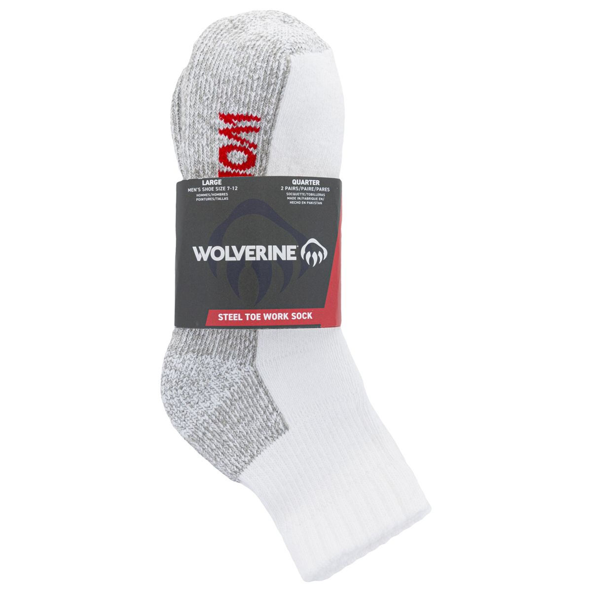 2 PK Steel Toe Cotton Quarter Sock Socks Wolverine